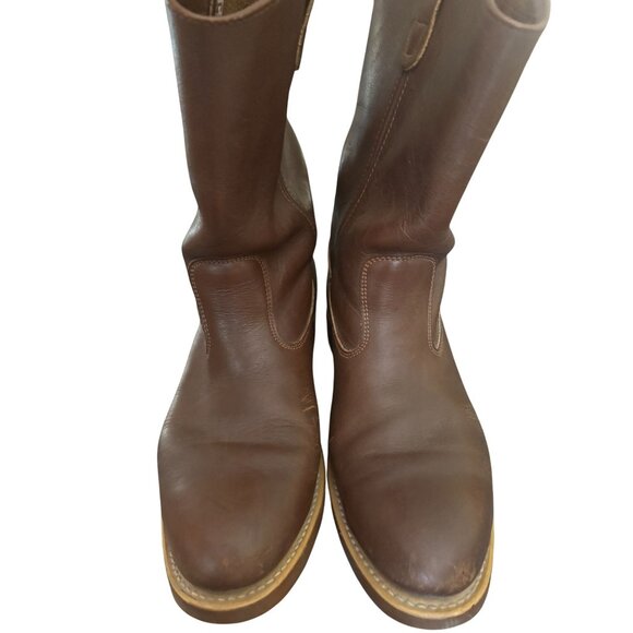 Santa Fe Boot Co. Vintage Brown Leather Oil-Resistant Western Boots - Picture 1 of 12